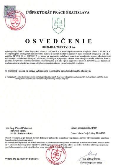 certifikát