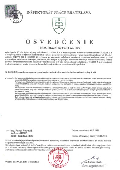 certifikát
